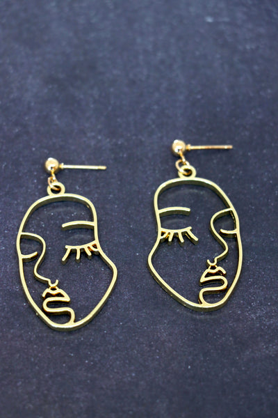Gold Face Earrings
