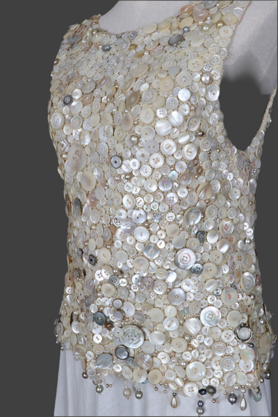 Hand-Crafted Button-Covered Top