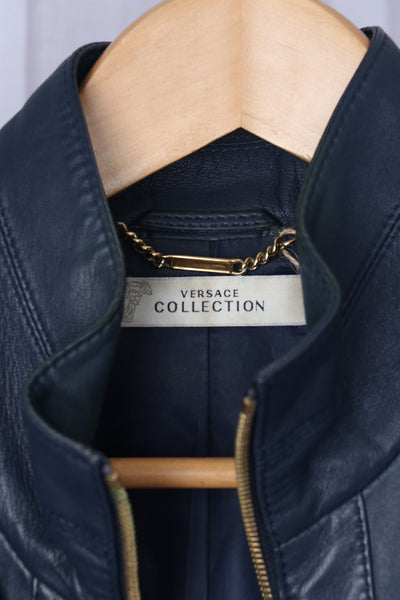 Versace Blue Leather Jacket