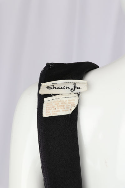 1970s Black Jersey Dress with Medallion