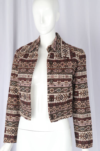 Vintage Tapestry Fabric Cropped Jacket