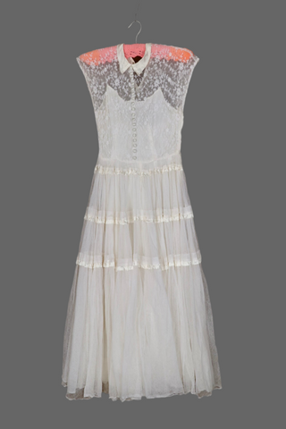 Vintage Cotton Tulle Collared Dress