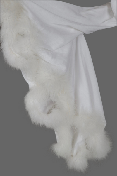 Sixties / Seventies Marabou Trim Wedding Dress with Train