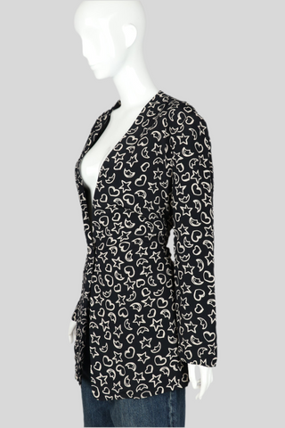 Vintage Moon, Star & Heart Print Jacket