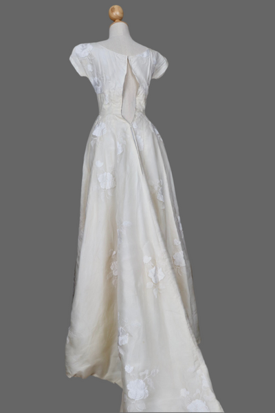 Vintage 1960s Silk Dress with Embroidered Roses