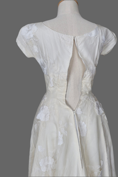 Vintage 1960s Silk Dress with Embroidered Roses