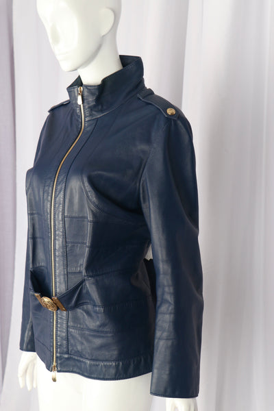 Versace Blue Leather Jacket