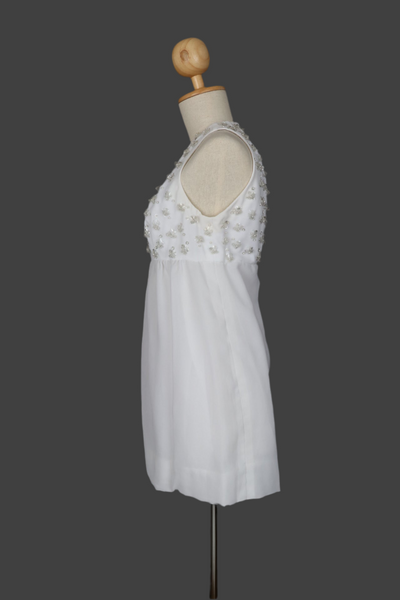 Vintage Mini Dress with Beaded Bodice