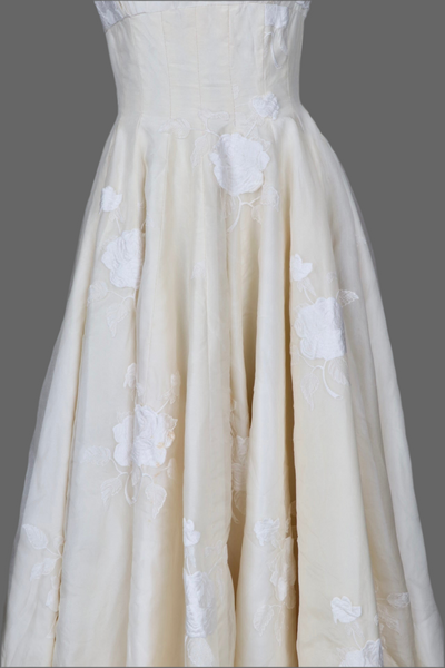Vintage 1960s Silk Dress with Embroidered Roses
