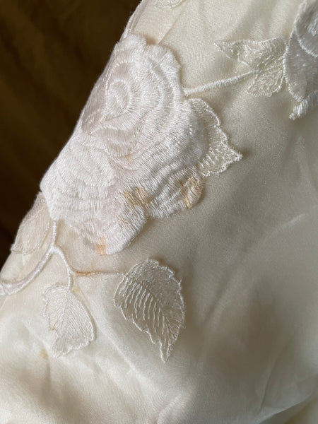 Vintage 1960s Silk Dress with Embroidered Roses