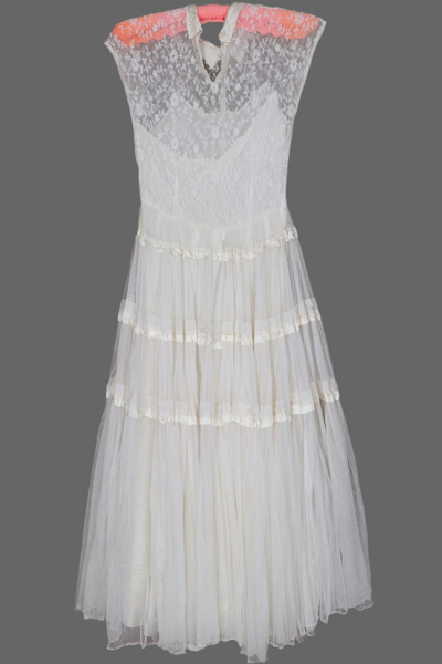 Vintage Cotton Tulle Collared Dress