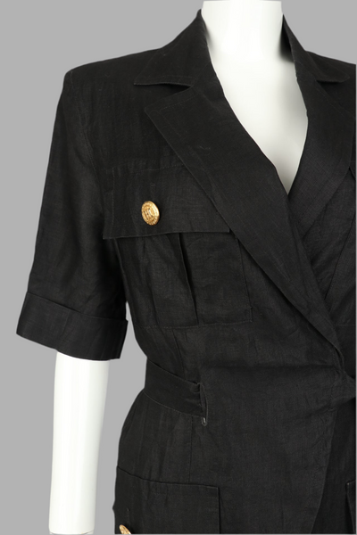 CELINE Black Linen Wrap-Around Jacket