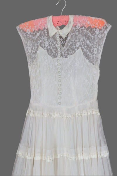 Vintage Cotton Tulle Collared Dress