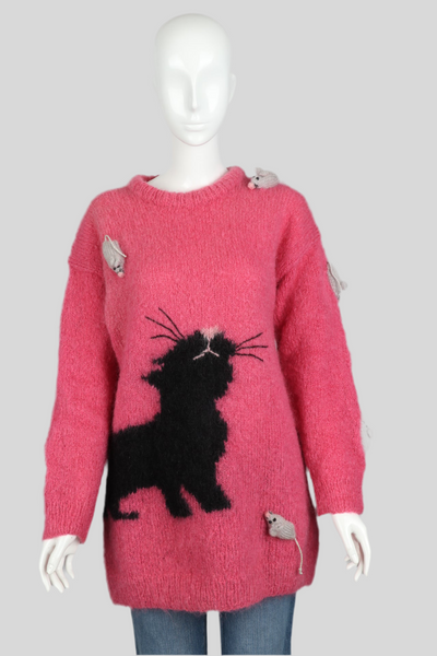 Vintage Cat & Mouse Mohair Jumper