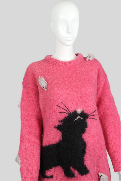 Vintage Cat & Mouse Mohair Jumper