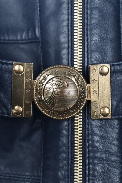 Versace Blue Leather Jacket