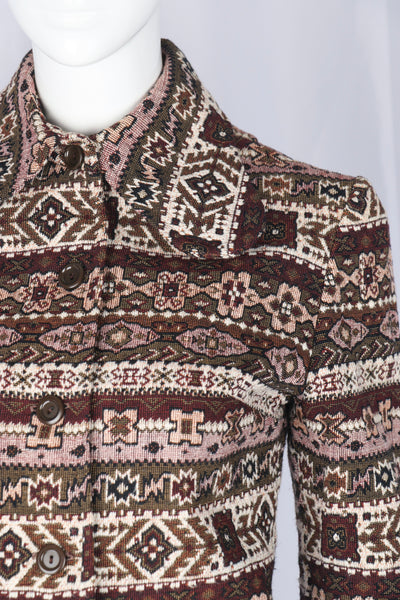 Vintage Tapestry Fabric Cropped Jacket