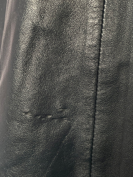 Massimo Dutti Blue Leather Cropped Jacket