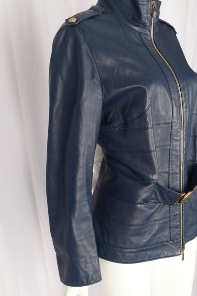Versace Blue Leather Jacket
