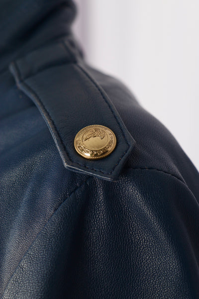 Versace Blue Leather Jacket