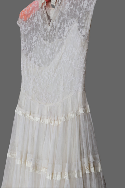 Vintage Cotton Tulle Collared Dress