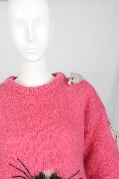 Vintage Cat & Mouse Mohair Jumper