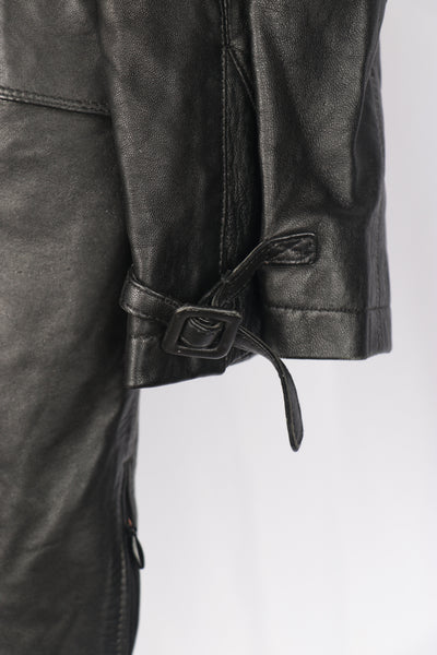 Italian Black Leather Hooded Coat