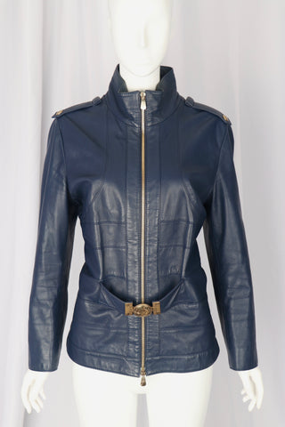 Versace Blue Leather Jacket