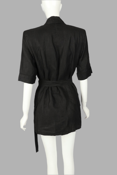 CELINE Black Linen Wrap-Around Jacket