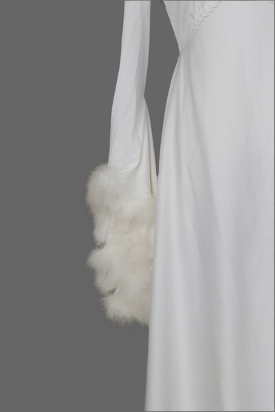 Sixties / Seventies Marabou Trim Wedding Dress with Train