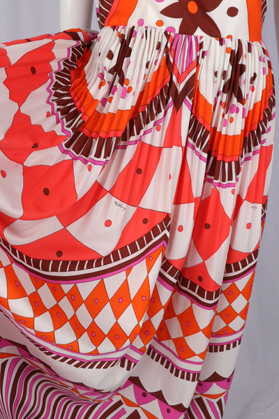 1970s Printed Halter Maxi Dress