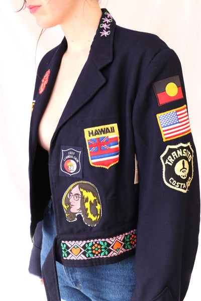 Vintage Military Jacket with Patches