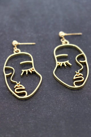 Gold Face Earrings